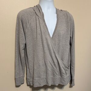 Light Taupe Wrap-Front Hoodie. Size XL